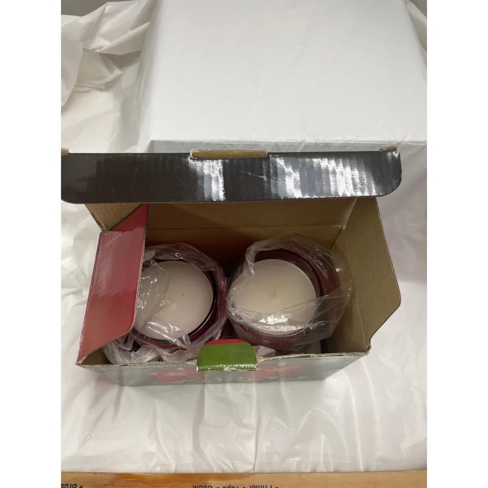 International Silver Company Red Snowflake Angel Votive Candles Set of 2